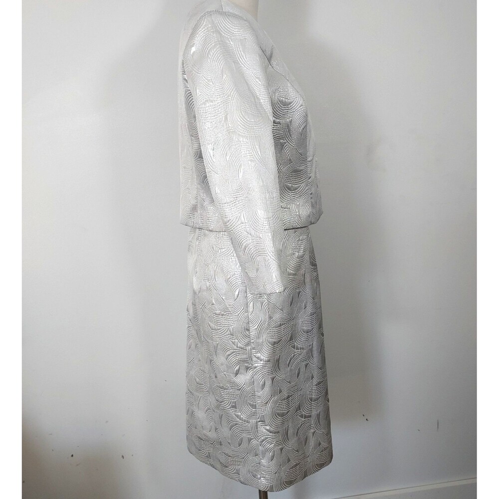 ASHRO Dress Jacket 2pc Set Sz 10 Silver Event Party Church Work Office Fall - Picture 7 of 16